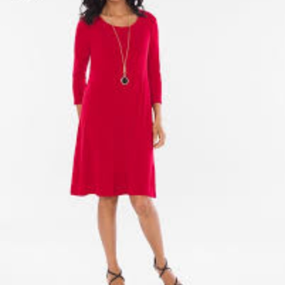 Chicos Trapeze red dress size 2P, (12/14p) nwt